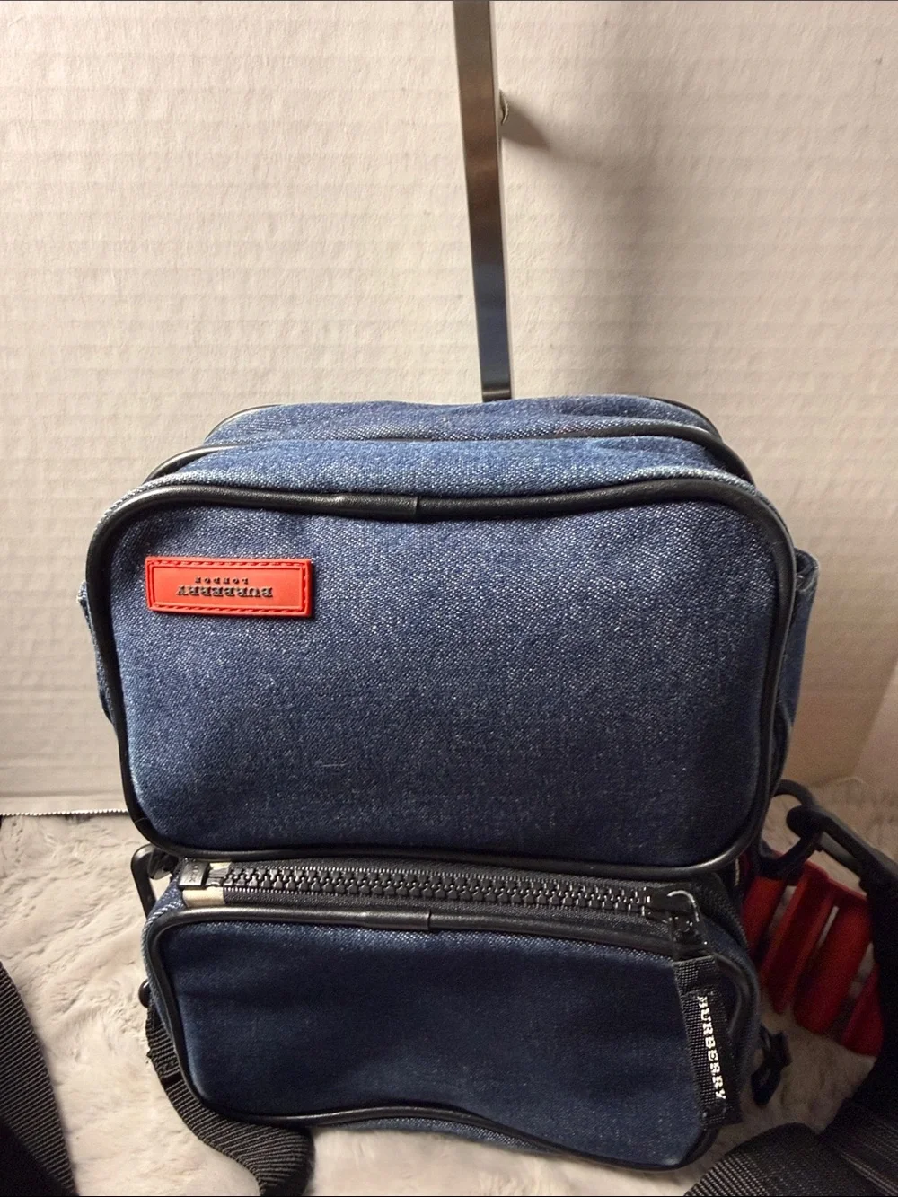 Burberry Navy Blue and Black Messenger Crossbody Bag